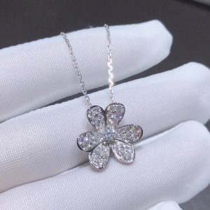 Vòng Cổ Nữ Van Cleef & Arpels Frivole Kim Cương Thiên Nhiên Vàng Trắng 18K Chế Tác (2)