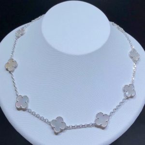 Vòng Cổ Van Cleef And Arpels Alhambra Xà Cừ Vàng Trắng 18K Chế Tác 10 Hoạ Tiết (2)