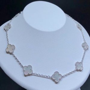 Vòng Cổ Van Cleef And Arpels Alhambra Xà Cừ Vàng Trắng 18K Chế Tác 10 Hoạ Tiết (2)