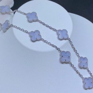 Vòng Cổ Van Cleef & Arpels Alhambra Đá Quý Vàng Trắng 18K Tuỳ Chỉnh (2)