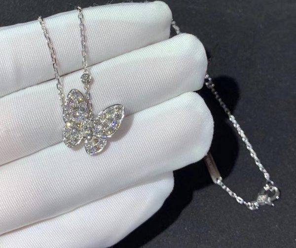 Vòng Cổ Van Cleef & Arpels Butterfly Nữ Chế Tác Kim Cương Tự Nhiên Vàng Trắng 18K (2)