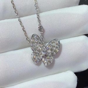 Vòng Cổ Van Cleef & Arpels Butterfly Nữ Chế Tác Kim Cương Tự Nhiên Vàng Trắng 18K (2)