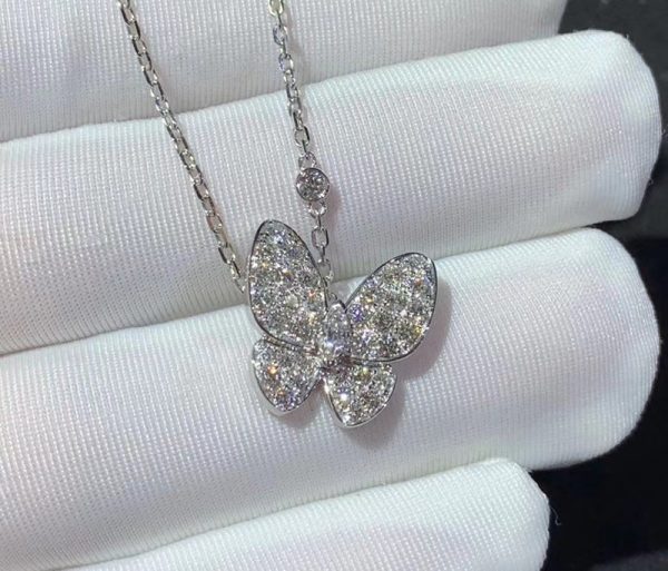 Vòng Cổ Van Cleef & Arpels Butterfly Nữ Chế Tác Kim Cương Tự Nhiên Vàng Trắng 18K (2)