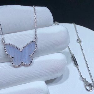 Vòng Cổ Van Cleef & Arpels Lucky Alhambra Butterfly Chế Tác Đá Quý Vàng Trắng 18K (2)