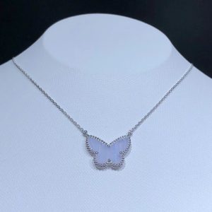 Vòng Cổ Van Cleef & Arpels Lucky Alhambra Butterfly Chế Tác Đá Quý Vàng Trắng 18K (2)