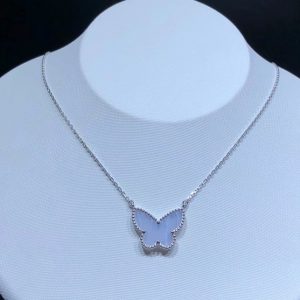 Vòng Cổ Van Cleef & Arpels Lucky Alhambra Butterfly Chế Tác Đá Quý Vàng Trắng 18K (2)