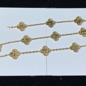 Vòng Cổ Van Cleef & Arpels Vintage Alhambra 10 Hoạ Tiết Chế Tác Vàng 18K (2)