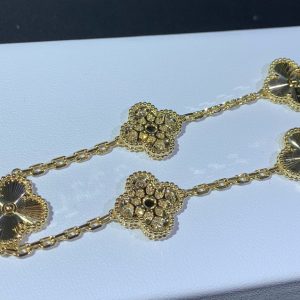 Vòng Tay Van Cleef & Arpels Vintage Alhambra 5 Hoạ Tiết Chế Tác Kim Cương Thiên Nhiên Vàng 18K (2)