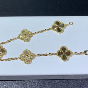 Vòng Tay Van Cleef & Arpels Vintage Alhambra 5 Hoạ Tiết Chế Tác Kim Cương Thiên Nhiên Vàng 18K (2)