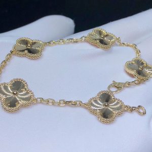 Vòng Tay Van Cleef & Arpels Vintage Alhambra 5 Hoạ Tiết Chế Tác Vàng 18K (2)