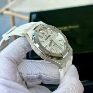 Đồng Hồ Audemars Piguet Royal Oak 15400ST Replica 1 1 Dây Cao Su Màu Trắng 41mm (2)