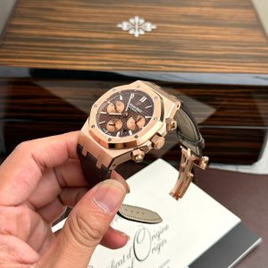 Đồng Hồ Audemars Piguet Royal Oak 26331OR Fake 11 Mặt Nâu Dây Da IP Factory 41mm (2)