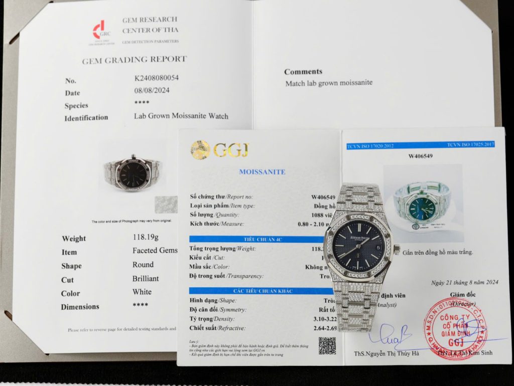 Đồng Hồ Audemars Piguet Royal Oak Jumbo Extra-Thin 16202 Đính Kim Cương Moissanite Hong Kong 39mm (2)