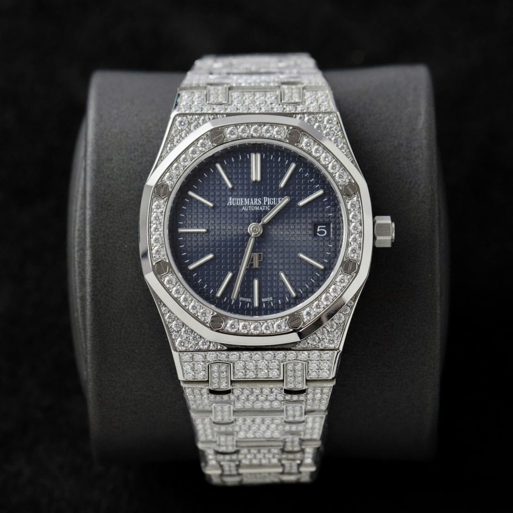 Đồng Hồ Audemars Piguet Royal Oak Jumbo Extra-Thin 16202 Đính Kim Cương Moissanite Hong Kong 39mm (2)