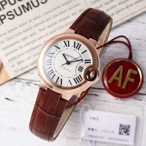 Đồng Hồ Cartier Ballon Bleu Lady Replica 11 Dây Da Màu Nâu AF Factory 33mm (2)