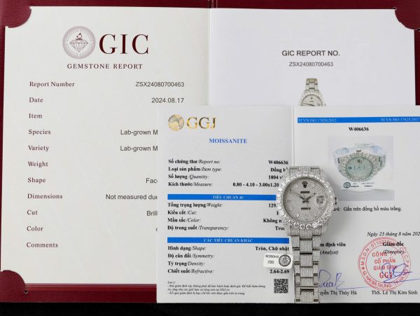 Đồng Hồ Chế Tác Rolex DateJust Đính Full Kim Cương Moissanite Hong Kong 41mm (2)