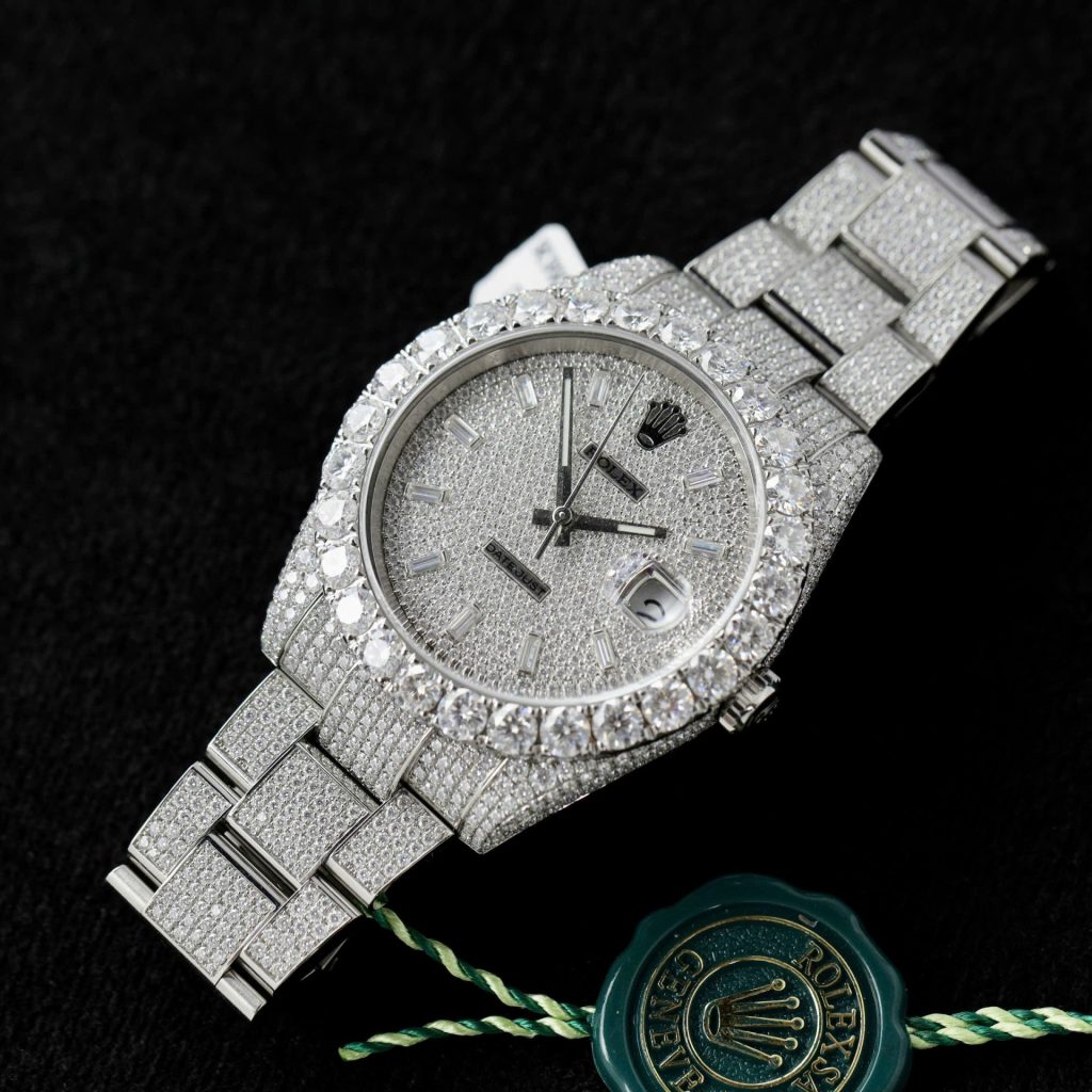 Đồng Hồ Chế Tác Rolex DateJust Đính Full Kim Cương Moissanite Hong Kong 41mm (2)