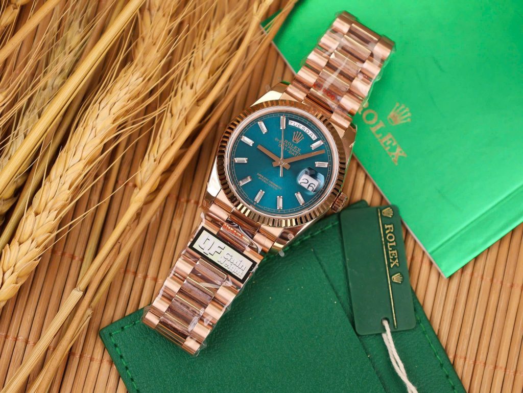 Đồng Hồ Chế Tác Rolex Day-Date 128235 Màu Xanh Lục Trọng Lượng 158gram QF Factory 36mm (2)