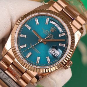 Đồng Hồ Chế Tác Rolex Day-Date 128235 Màu Xanh Lục Trọng Lượng 158gram QF Factory 36mm (2)