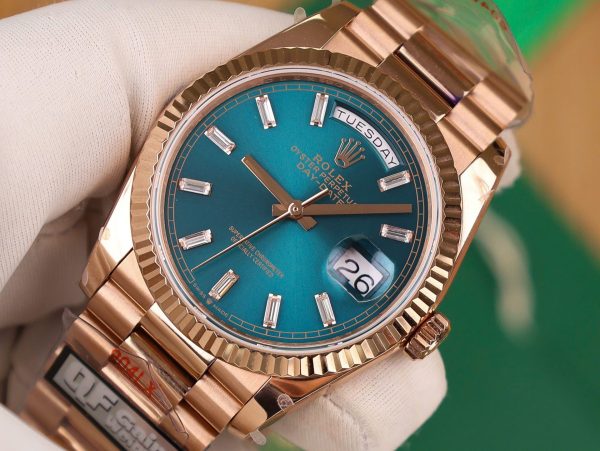 Đồng Hồ Chế Tác Rolex Day-Date 128235 Màu Xanh Lục Trọng Lượng 158gram QF Factory 36mm (2)