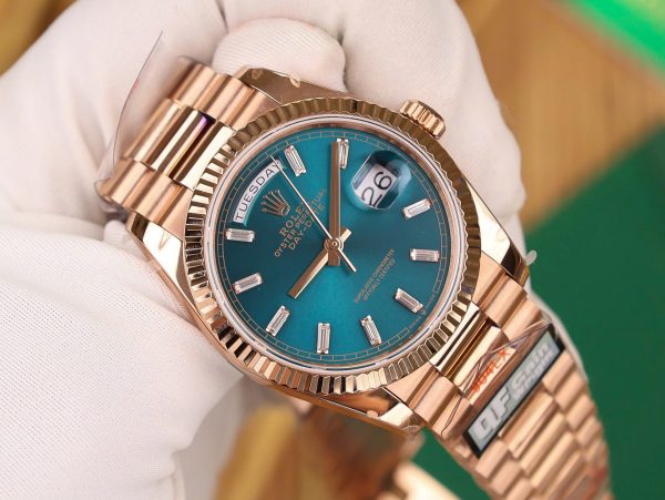 Đồng Hồ Chế Tác Rolex Day-Date 128235 Màu Xanh Lục Trọng Lượng 158gram QF Factory 36mm (2)