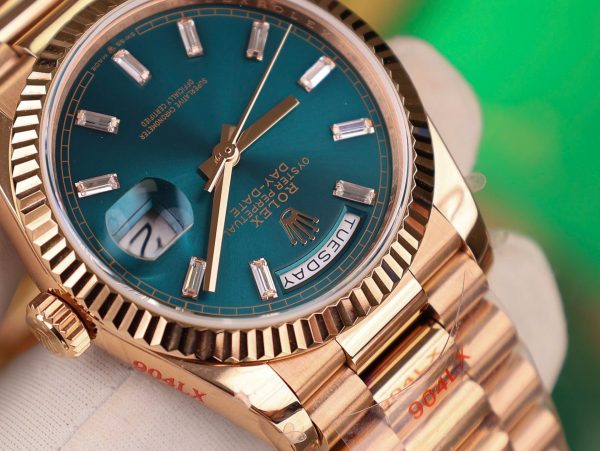 Đồng Hồ Chế Tác Rolex Day-Date 128235 Màu Xanh Lục Trọng Lượng 158gram QF Factory 36mm (2)