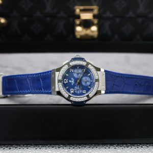 Đồng Hồ Hublot Big Bang Chronograph Chế Tác Viền Đính Kim Cương Moissanite Màu Xanh Blue 44mm (2)