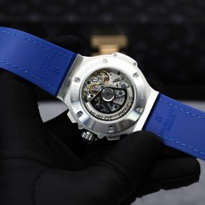 Đồng Hồ Hublot Big Bang Chronograph Chế Tác Viền Đính Kim Cương Moissanite Màu Xanh Blue 44mm (2)