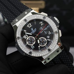 Đồng Hồ Hublot Big Bang Chronograph Replica 11 Đính Kim Cương Moissanite Màu Đen 44mm (2)