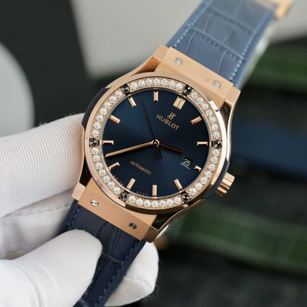 Đồng Hồ Hublot Nam Đính Đá Classic Fusion King Gold Replica 42mm (3)