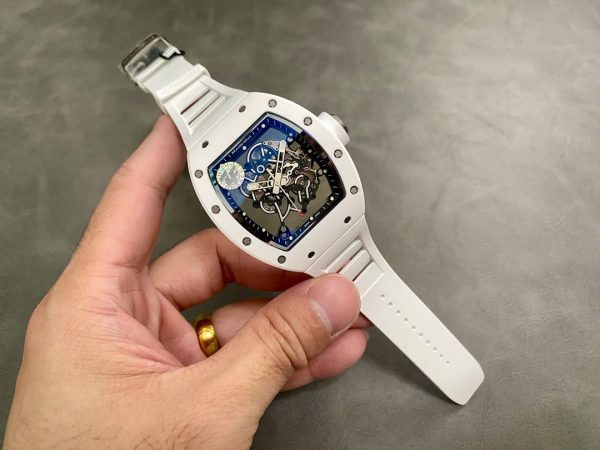 Đồng Hồ Richard Mille RM055 Chế Tác Vỏ Gốm Trắng Dây Cao Su Nhà Máy ZF 45mm (2)