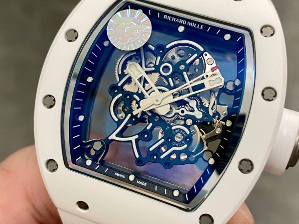 Đồng Hồ Richard Mille RM055 Chế Tác Vỏ Gốm Trắng Dây Cao Su Nhà Máy ZF 45mm (2)