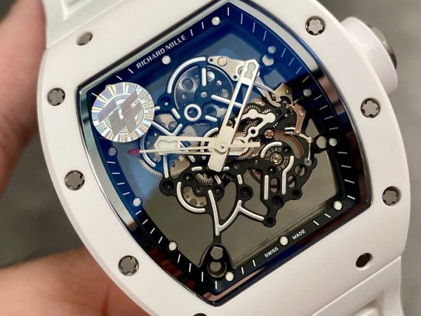 Đồng Hồ Richard Mille RM055 Chế Tác Vỏ Gốm Trắng Dây Cao Su Nhà Máy ZF 45mm (2)