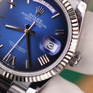 Đồng Hồ Rolex Chế Tác Day-Date 128236 Mặt Xanh Blue Trọng Lượng 158gram QF Factory 36mm (2)