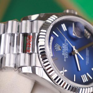 Đồng Hồ Rolex Chế Tác Day-Date 128236 Mặt Xanh Blue Trọng Lượng 158gram QF Factory 36mm (2)