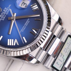 Đồng Hồ Rolex Chế Tác Day-Date 128236 Mặt Xanh Blue Trọng Lượng 158gram QF Factory 36mm (2)