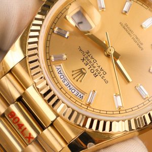 Đồng Hồ Rolex Chế Tác Day-Date 128238 Mặt Vàng Champagne Trọng Lượng 158gram QF Factory 36mm (2)