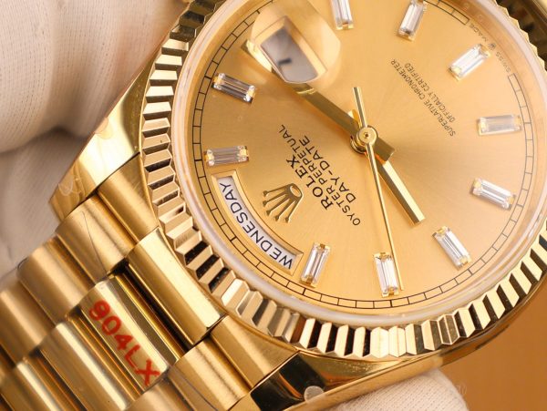 Đồng Hồ Rolex Chế Tác Day-Date 128238 Mặt Vàng Champagne Trọng Lượng 158gram QF Factory 36mm (2)