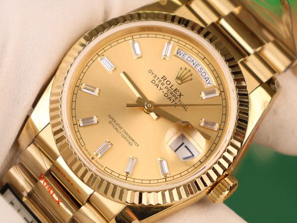 Đồng Hồ Rolex Chế Tác Day-Date 128238 Mặt Vàng Champagne Trọng Lượng 158gram QF Factory 36mm (2)