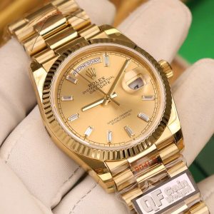 Đồng Hồ Rolex Chế Tác Day-Date 128238 Mặt Vàng Champagne Trọng Lượng 158gram QF Factory 36mm (2)