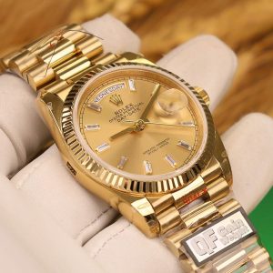 Đồng Hồ Rolex Chế Tác Day-Date 128238 Mặt Vàng Champagne Trọng Lượng 158gram QF Factory 36mm (2)