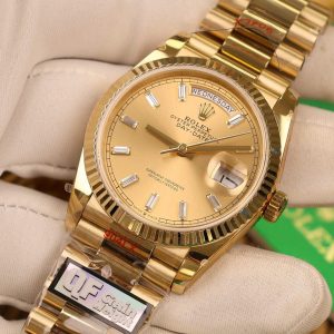 Đồng Hồ Rolex Chế Tác Day-Date 128238 Mặt Vàng Champagne Trọng Lượng 158gram QF Factory 36mm (2)