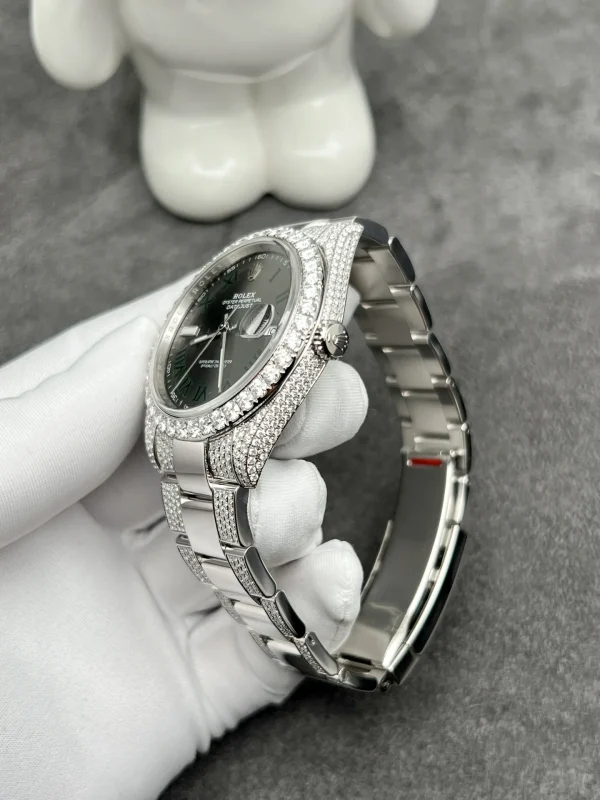 Đồng Hồ Rolex Chế Tác Kim Cương Moissanite DateJust Wimbledon 41mm (1)