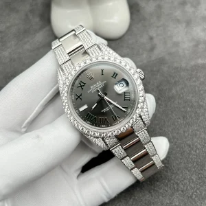 Đồng Hồ Rolex Chế Tác Kim Cương Moissanite DateJust Wimbledon 41mm (1)