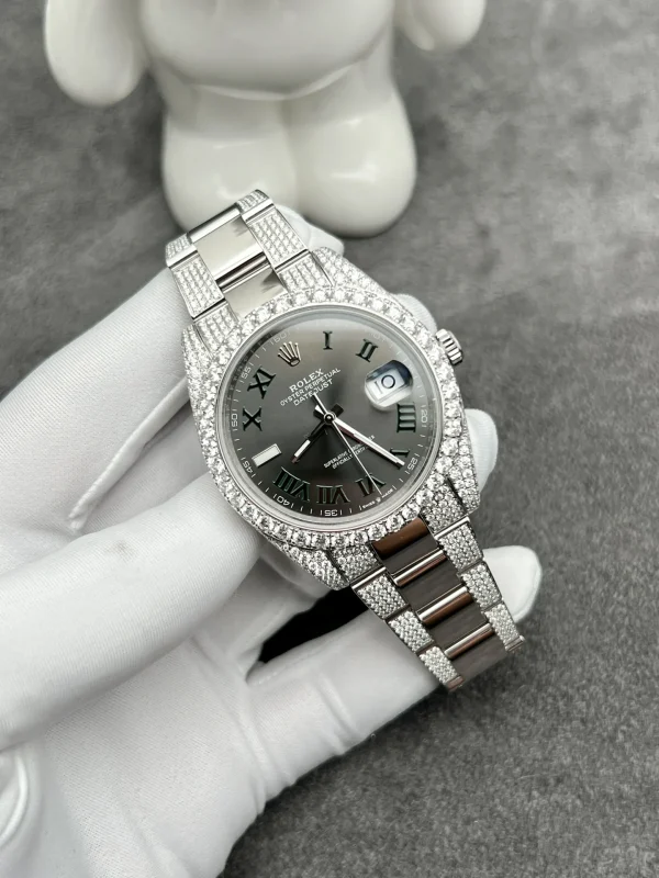 Đồng Hồ Rolex Chế Tác Kim Cương Moissanite DateJust Wimbledon 41mm (1)