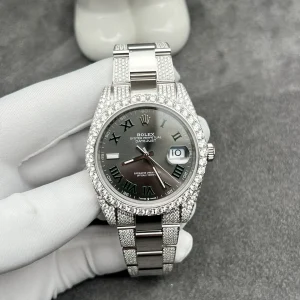 Đồng Hồ Rolex Chế Tác Kim Cương Moissanite DateJust Wimbledon 41mm (1)