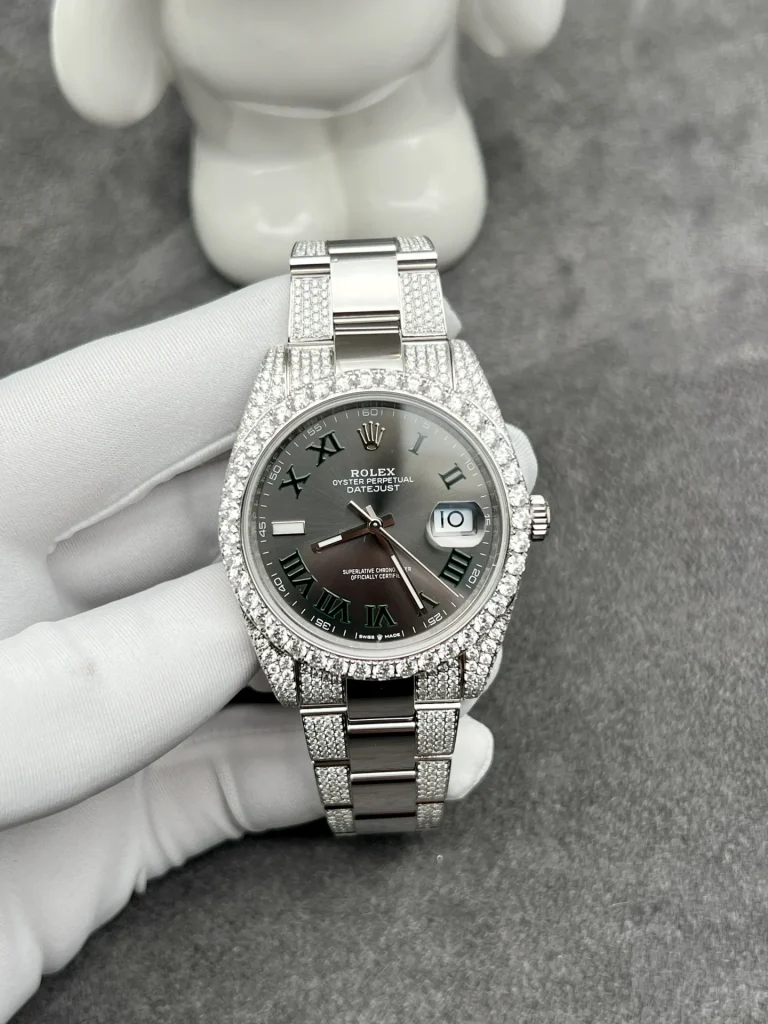 Đồng Hồ Rolex Chế Tác Kim Cương Moissanite DateJust Wimbledon 41mm (1)