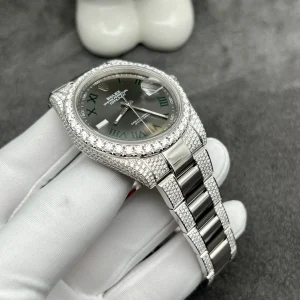 Đồng Hồ Rolex Chế Tác Kim Cương Moissanite DateJust Wimbledon 41mm (1)