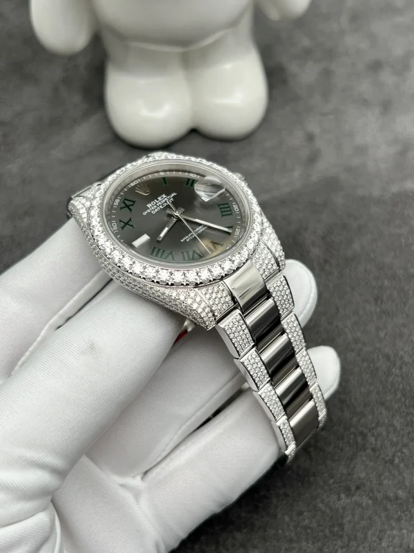 Đồng Hồ Rolex Chế Tác Kim Cương Moissanite DateJust Wimbledon 41mm (1)