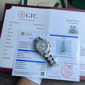 Đồng Hồ Rolex Cosmograph Daytona Eye Of The Tiger Chế Tác Kim Cương Moissanite Hong Kong 40mm (2)